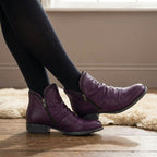 Audrey - Women's Gathered Ankle Boots with Side Zip