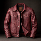Avyaan - Men's Snap-Front Vintage Leather Jacket