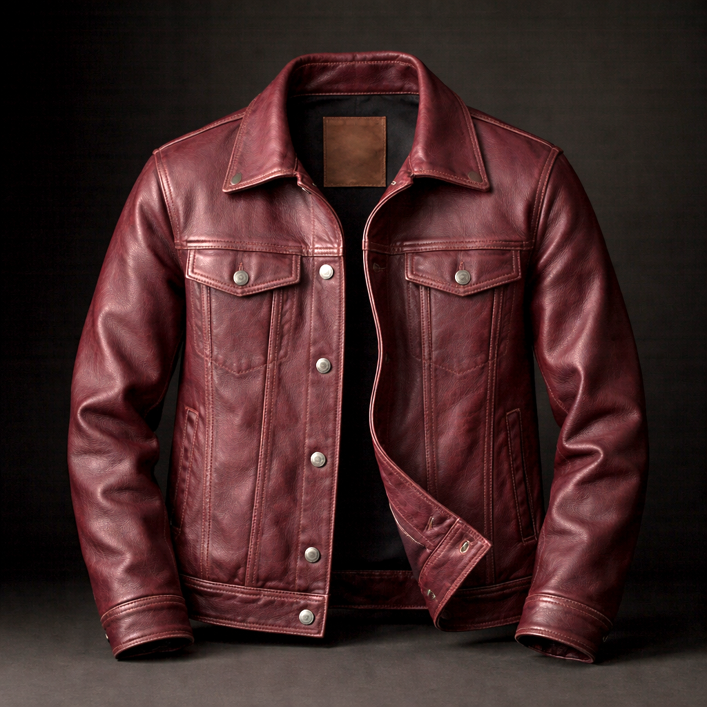 Avyaan - Men's Snap-Front Vintage Leather Jacket