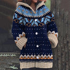 Azlea - Women's Fair Isle Hooded Cardigan