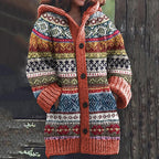 Azlea - Women's Fair Isle Hooded Cardigan