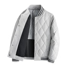 Basil - Men's Snap-Front Quilted Leather Bomber Jacket