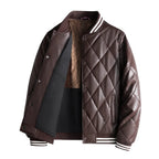 Basil - Men's Snap-Front Quilted Leather Bomber Jacket