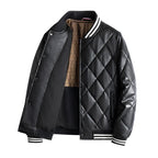 Basil - Men's Snap-Front Quilted Leather Bomber Jacket
