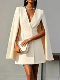 Bella - Women's Double-Breasted Cape Blazer Dress