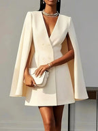 Bella - Women's Double-Breasted Cape Blazer Dress