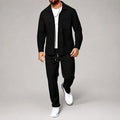 Blake - Men's Waffle Zip-Up Shirt and Straight Leg Pants Set 1