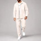 Blake - Men's Waffle Zip-Up Shirt and Straight Leg Pants Set 5
