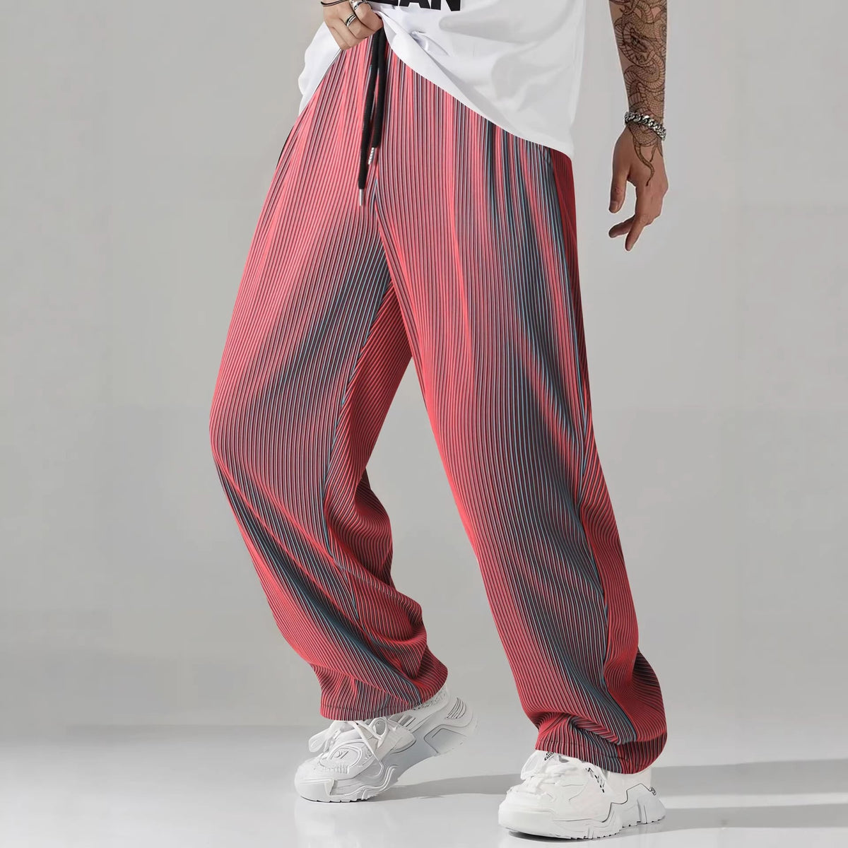 Bob - Men's Pleated Loose Fit Wide Leg Casual Pants 1
