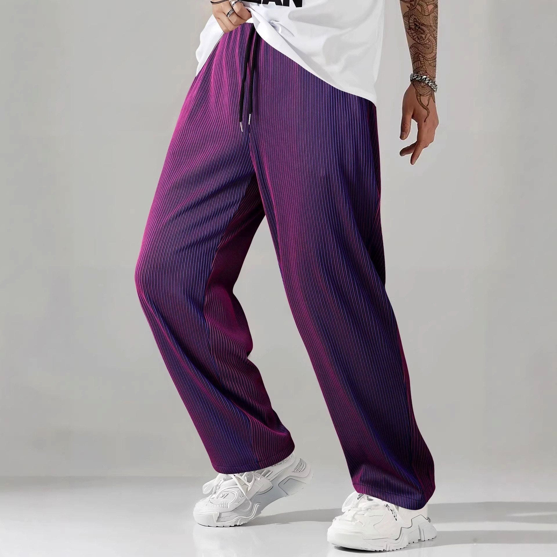 Bob - Men's Pleated Loose Fit Wide Leg Casual Pants 2