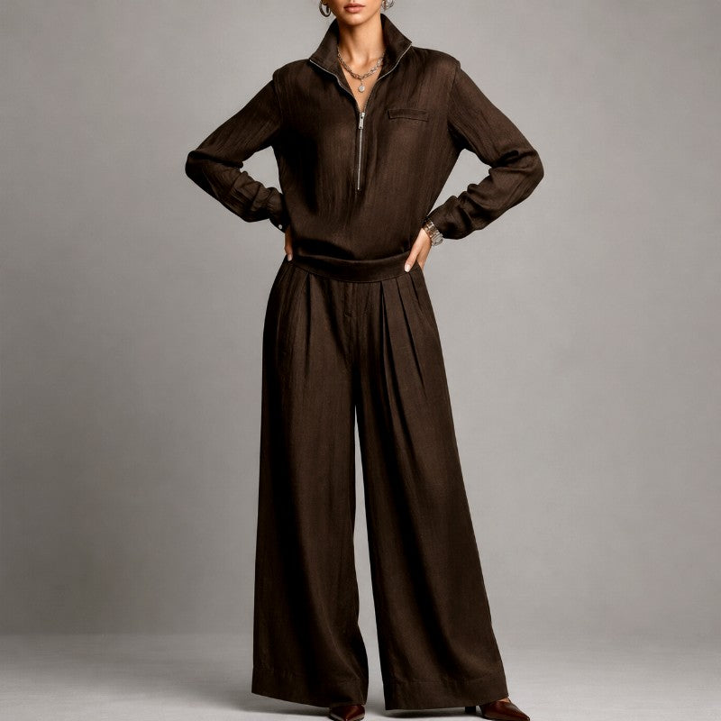 Brenda - Women's Half-Zip Top and Wide Leg Pants Set 5
