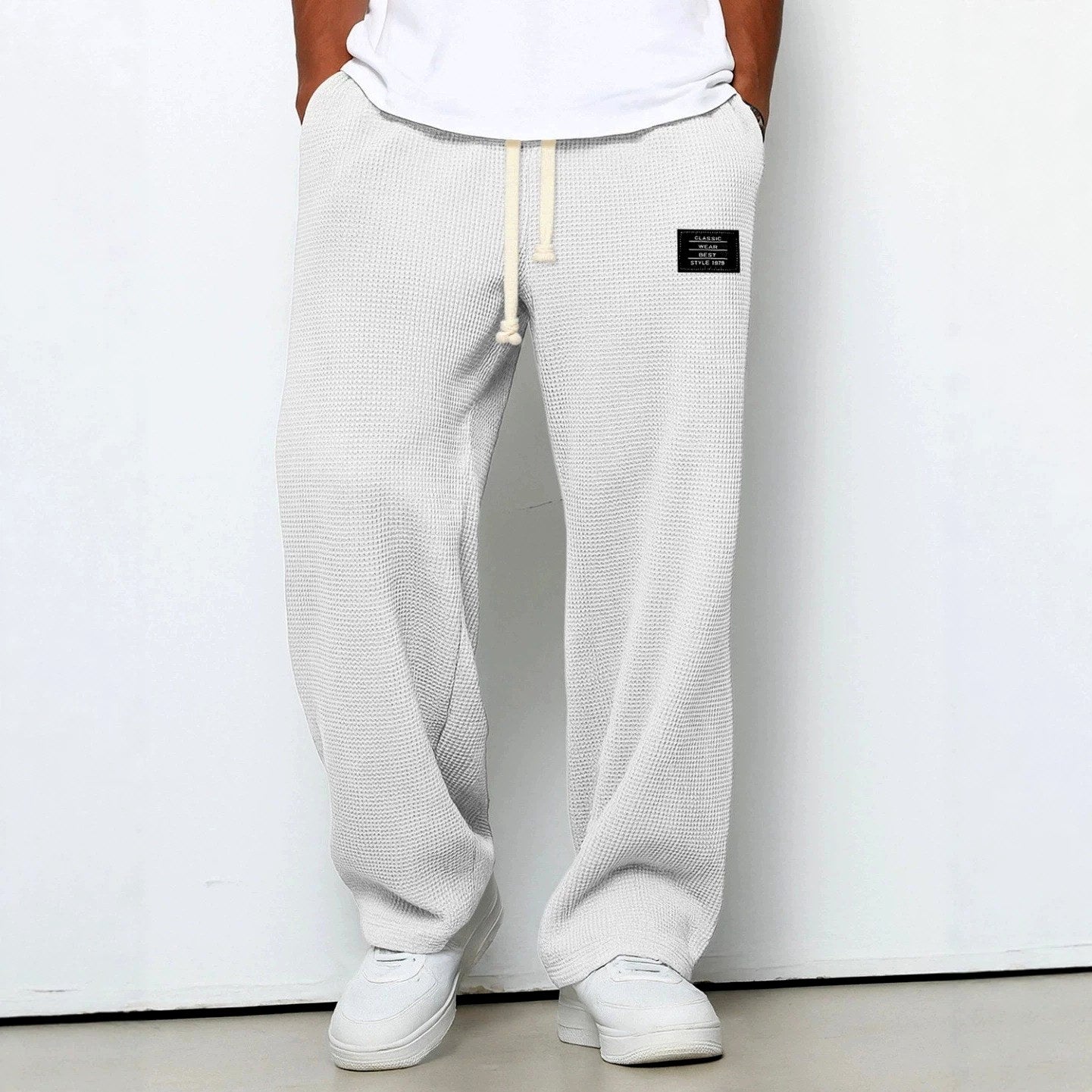 Brett - Men's Waffle Knit Wide-Leg Relaxed-Fit Pants 1