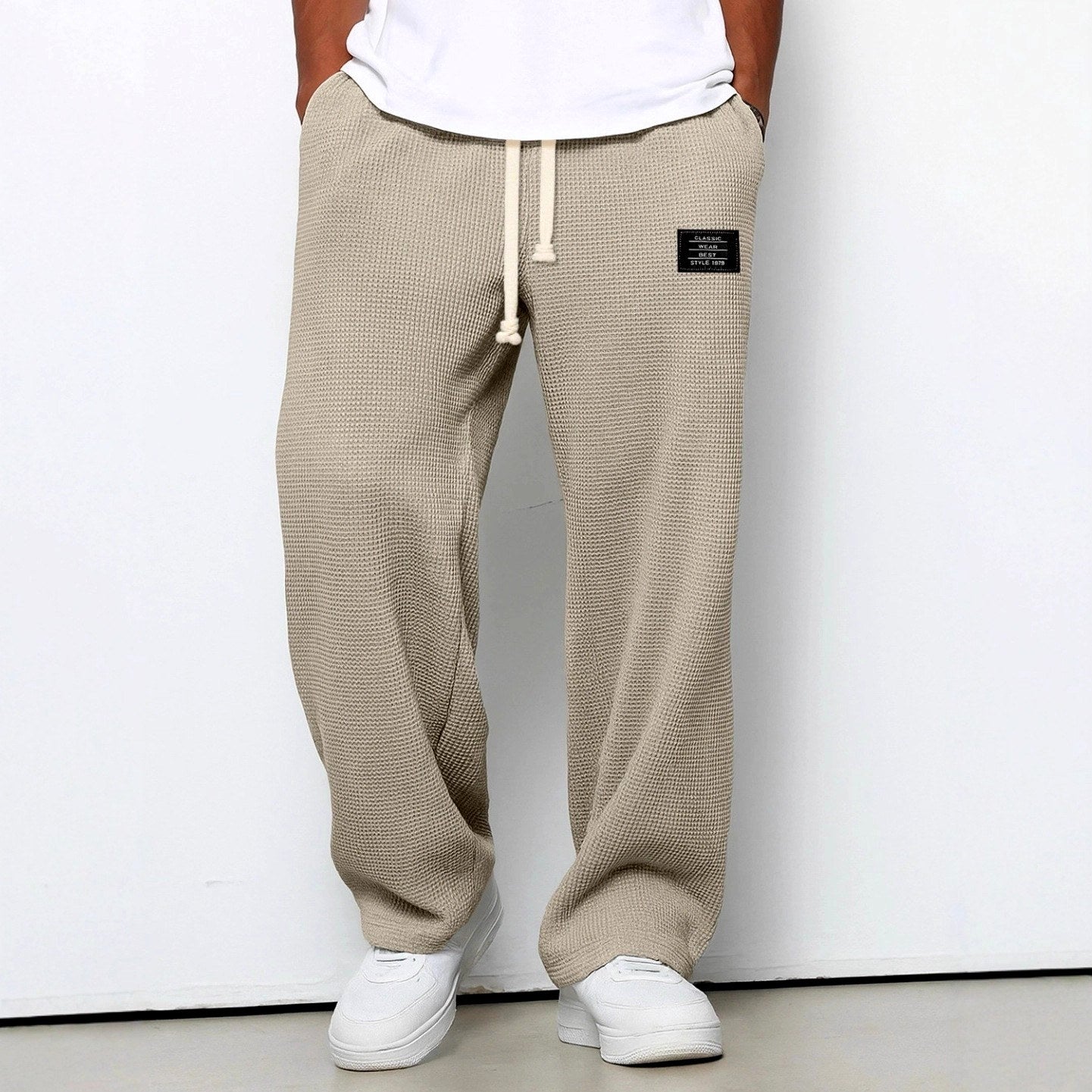Brett - Men's Waffle Knit Wide-Leg Relaxed-Fit Pants 3