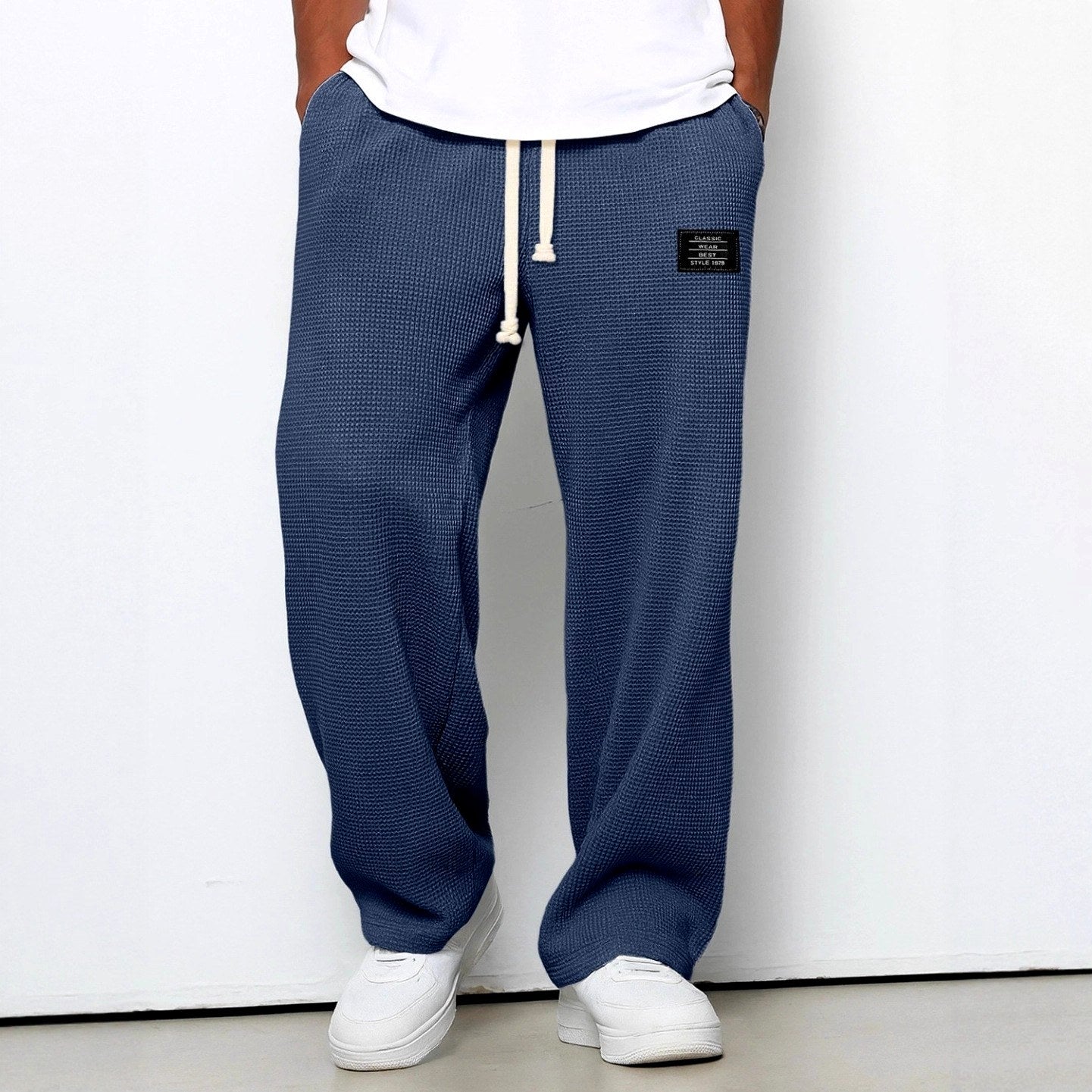 Brett - Men's Waffle Knit Wide-Leg Relaxed-Fit Pants 4