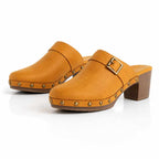 Bridget - Women's Studded Leather Slip-On Heeled Loafers