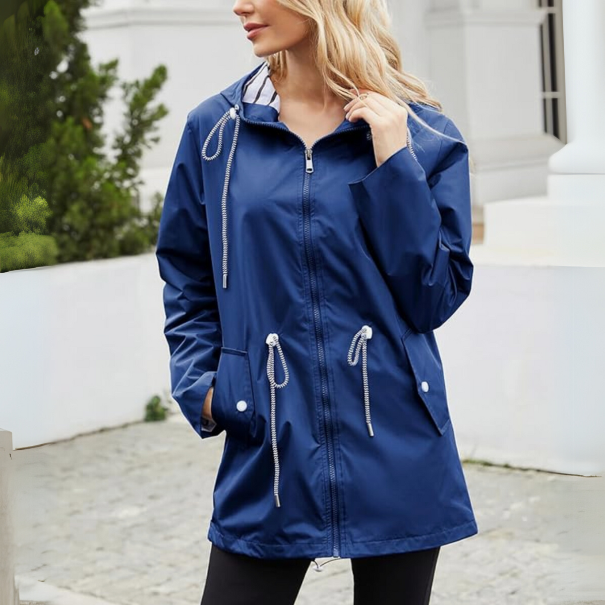 Brielle - Women's Hooded Waterproof Jacket with Drawstring Waist