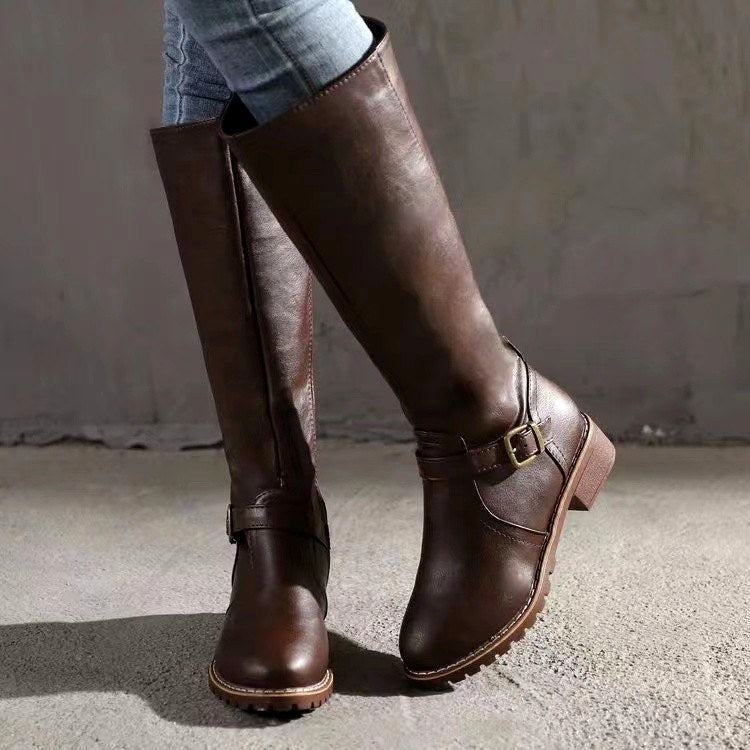 Bronte - Women’s Knee-High Lug Sole Riding Boots 5