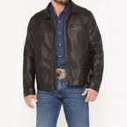 Bruce - Men's Leather Jacket with Front Zip Chest Pockets 1