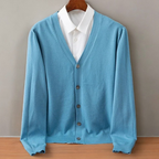 Bryce - Men's V-Neck Cashmere Cardigan with Ribbed Cuffs