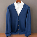 Bryce - Men's V-Neck Cashmere Cardigan with Ribbed Cuffs