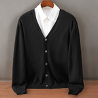 Bryce - Men's V-Neck Cashmere Cardigan with Ribbed Cuffs
