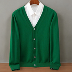 Bryce - Men's V-Neck Cashmere Cardigan with Ribbed Cuffs