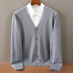 Bryce - Men's V-Neck Cashmere Cardigan with Ribbed Cuffs