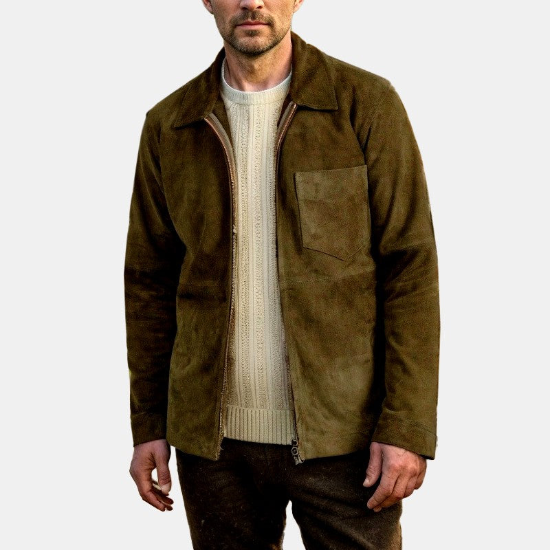 Bryce - Men's Faux Suede Zip-Up Collared Fall Jacket 4