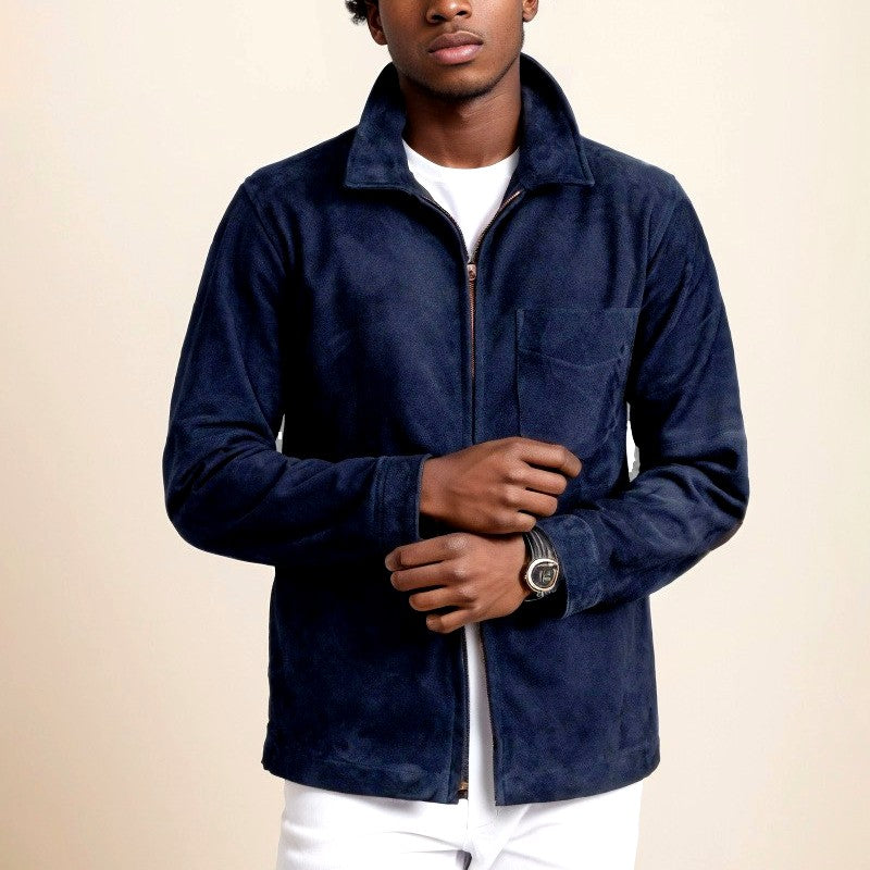 Bryce - Men's Faux Suede Zip-Up Collared Fall Jacket 6