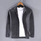 Bryce - Men's Striped Ribbed Zip Front Jacket 3