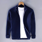 Bryce - Men's Striped Ribbed Zip Front Jacket 4