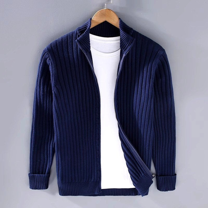 Bryce - Men's Striped Ribbed Zip Front Jacket 4