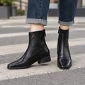 Camilla - Women's Square Toe Ankle Boots with Rear Zip