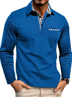 Castor - Men's Long-Sleeve Polo with Contrast Collar Detail