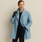 Celeste - Women's Wool Blend Overcoat with Notch Collar