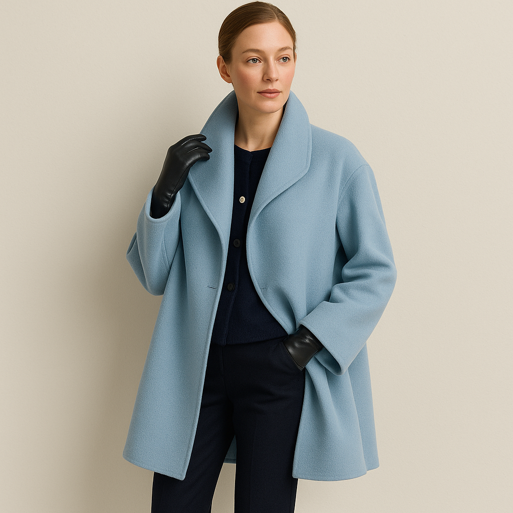 Celeste - Women's Wool Blend Overcoat with Notch Collar