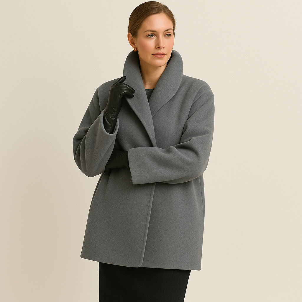 Celeste - Women's Wool Blend Overcoat with Notch Collar