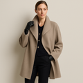 Celeste - Women's Wool Blend Overcoat with Notch Collar