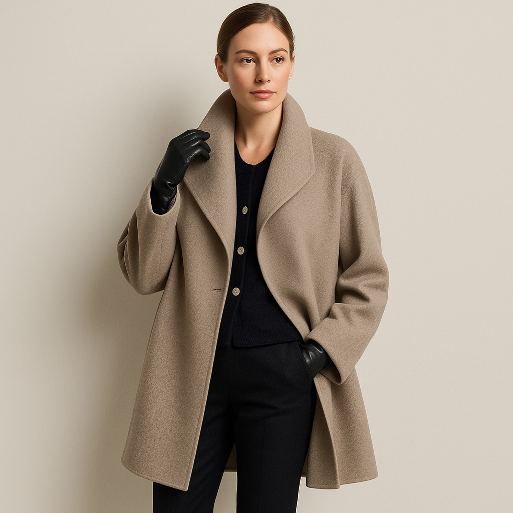 Celeste - Women's Wool Blend Overcoat with Notch Collar