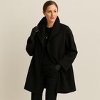 Celeste - Women's Wool Blend Overcoat with Notch Collar