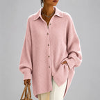 Celeste - Women's Oversized Knit Button-Down Cardigan 2