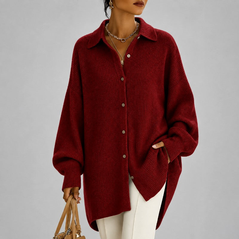 Celeste - Women's Oversized Knit Button-Down Cardigan 4