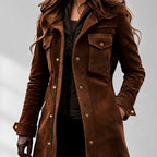 Chiara - Women's Faux Suede Longline Jacket 2