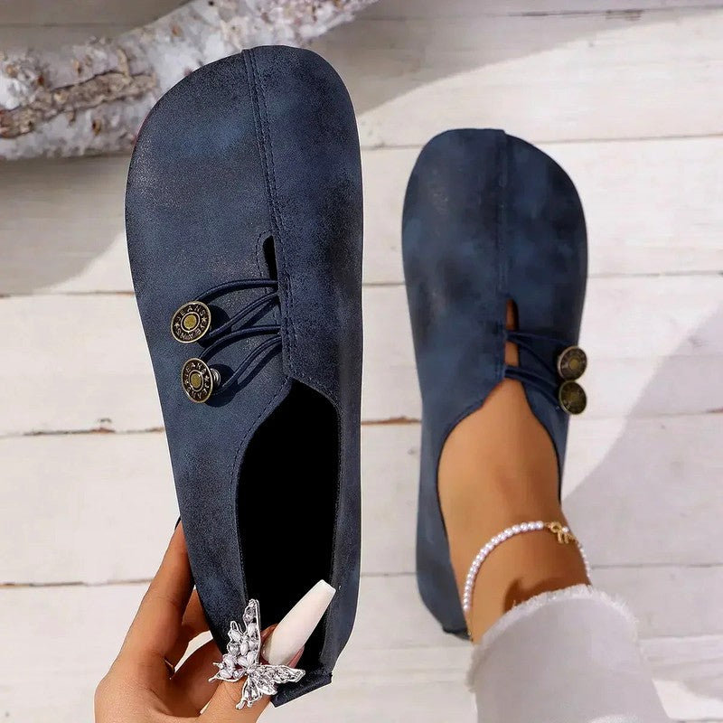 Clara - Women's Metal Button Slip-On Loafers