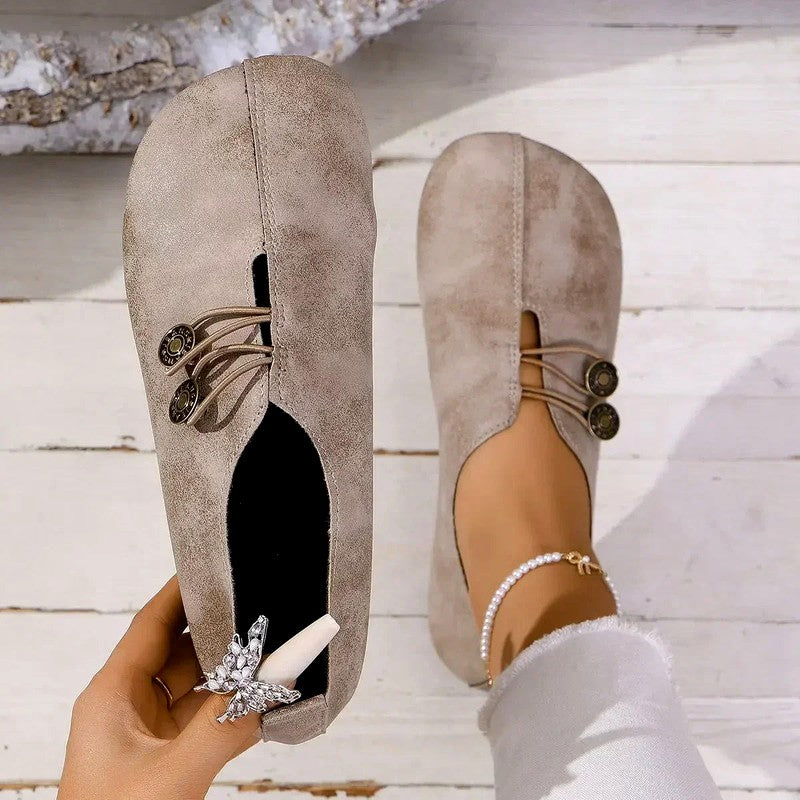 Clara - Women's Metal Button Slip-On Loafers