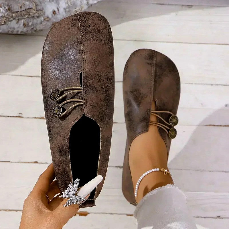 Clara - Women's Metal Button Slip-On Loafers