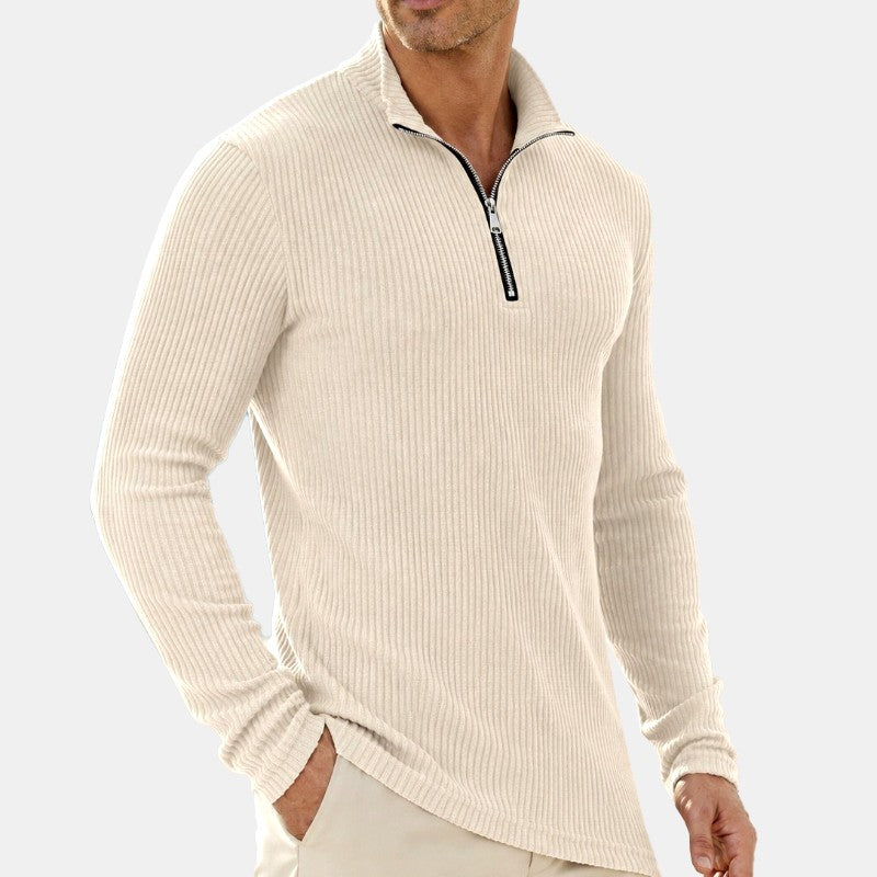 Claude - Men's Ribbed Corduroy Quarter-Zip Sweatshirt 1