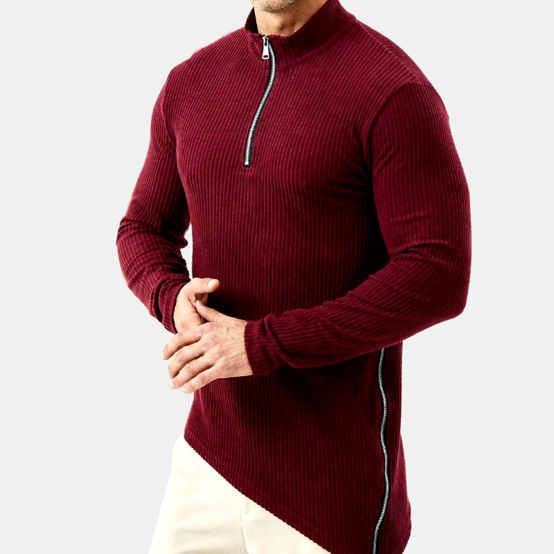 Claude - Men's Ribbed Corduroy Quarter-Zip Sweatshirt 3
