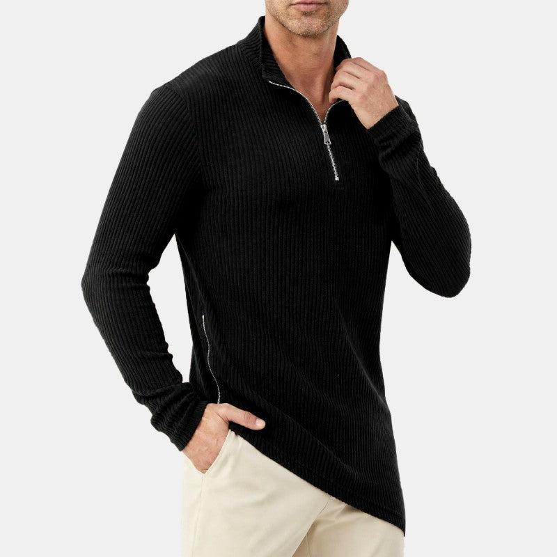 Claude - Men's Ribbed Corduroy Quarter-Zip Sweatshirt 4