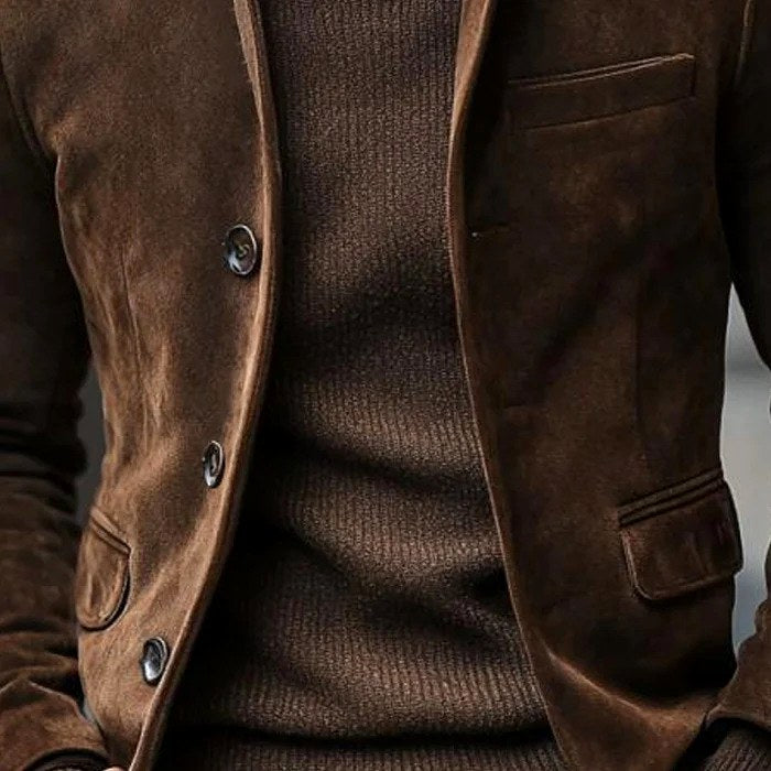 Clement - Men's Suede Slim Fit Stand Collar Blazer 2